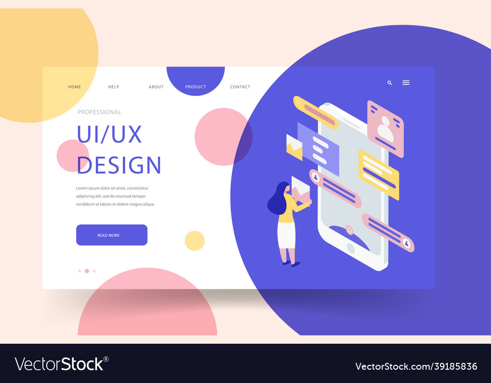 Isometric ui ux landing page template