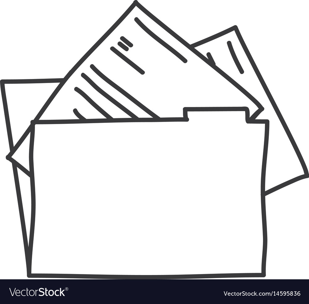 Monochrome contour of folder with documents