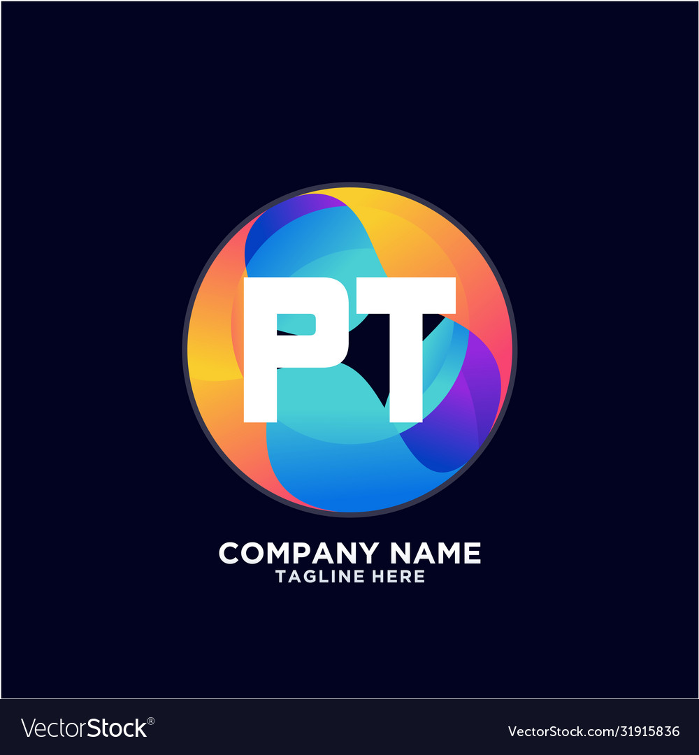 Pt initial logo with colorful circle template