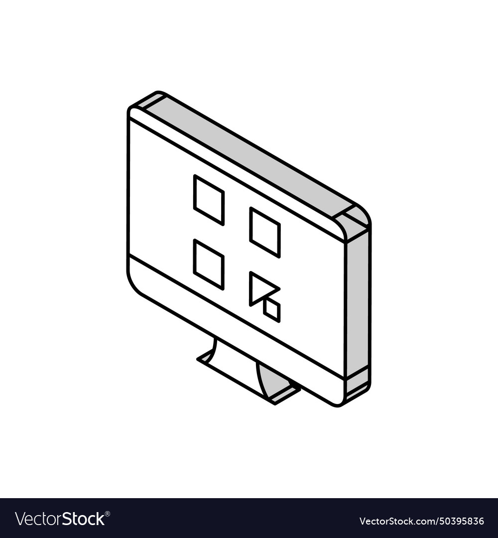 Qr code on computer screen isometric icon