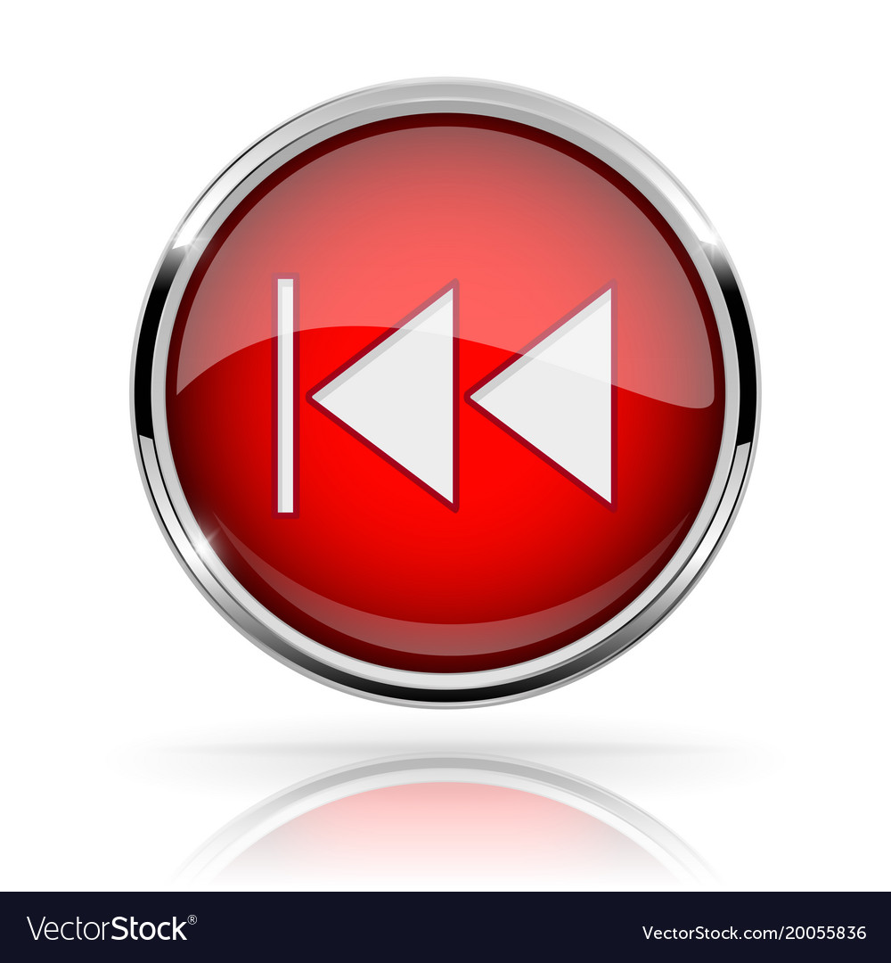 Red Shiny Rewind Media Button
