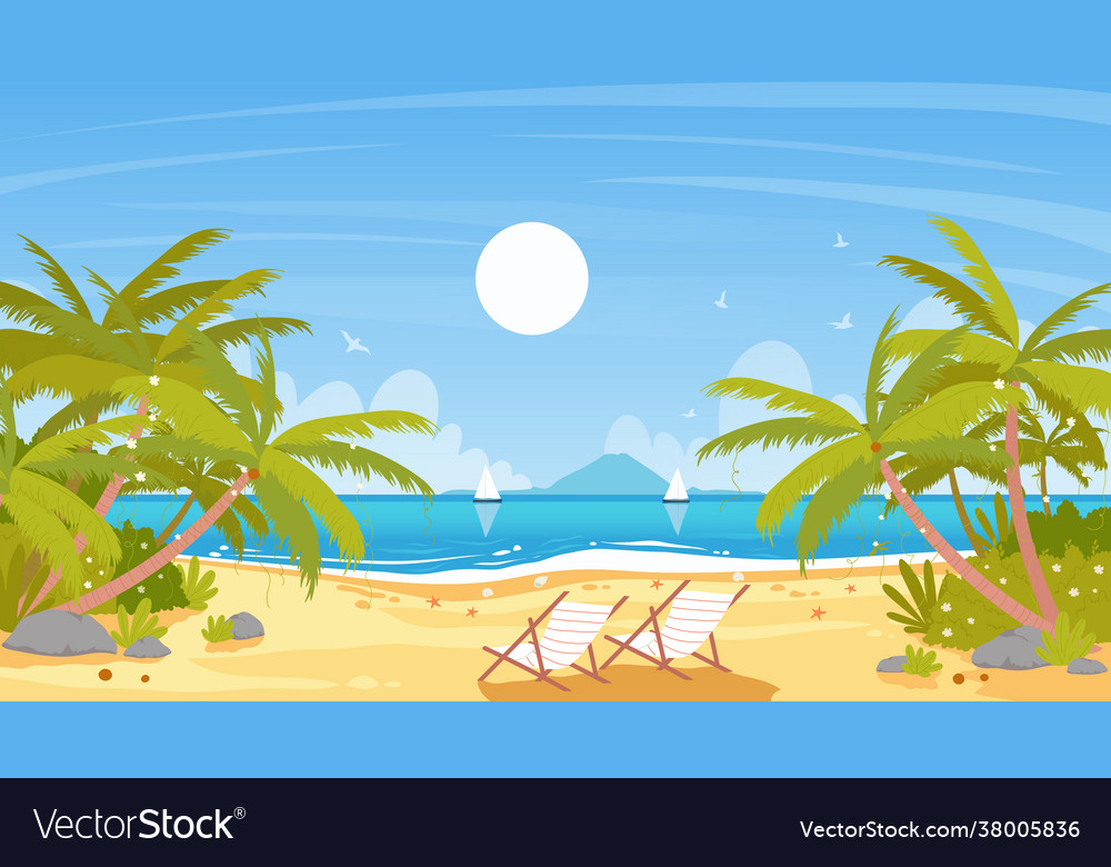 Sea beach island landscape tropical paradise Vector Image