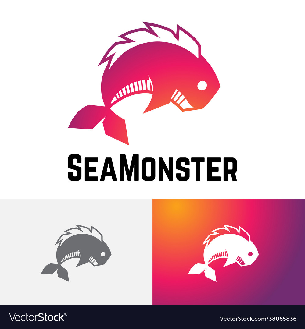 Sea monster fish water predator logo symbol Vector Image Sea monster fish water predator logo symbol Vector Image