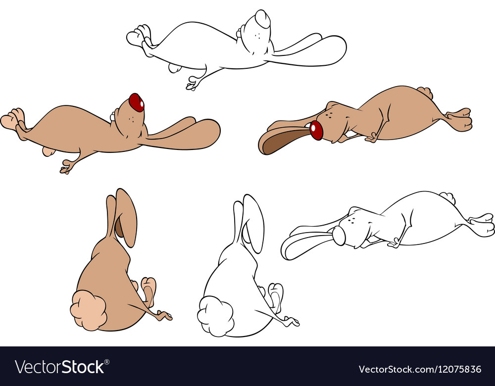 Set of cute cartoon rabbits