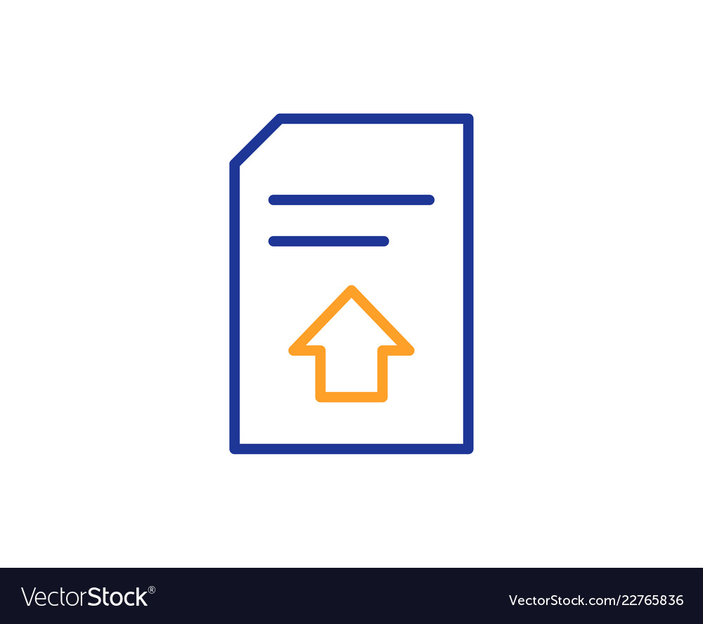 Upload document line icon file sign vector image Upload document line icon file sign