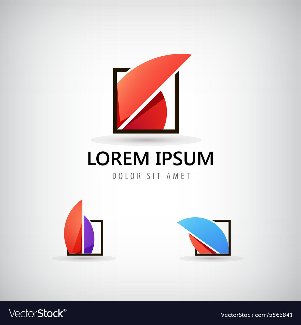 Abstract 3d logo icons set