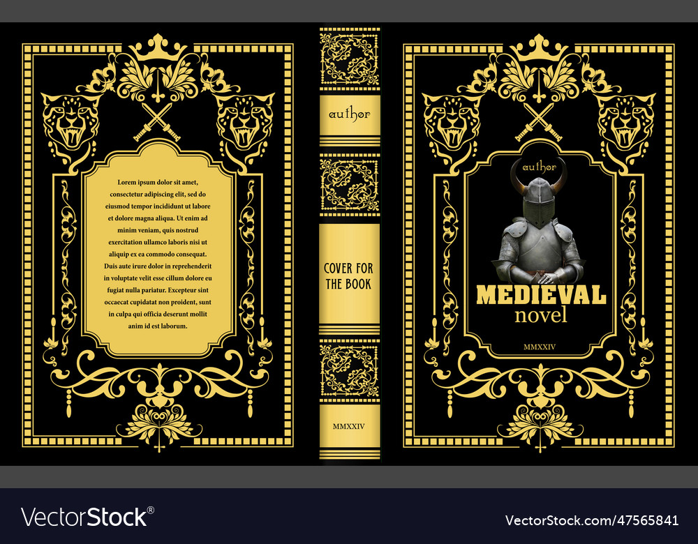 Cover book for medieval novel old retro ornament