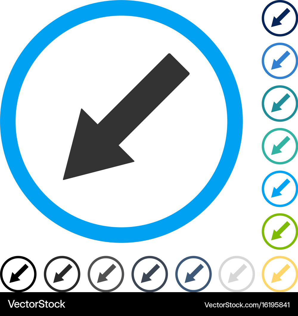 Down-left rounded arrow icon Royalty Free Vector Image