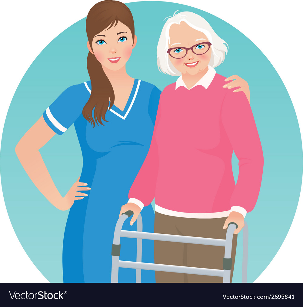 Elderly patient and a nurse Royalty Free Vector Image