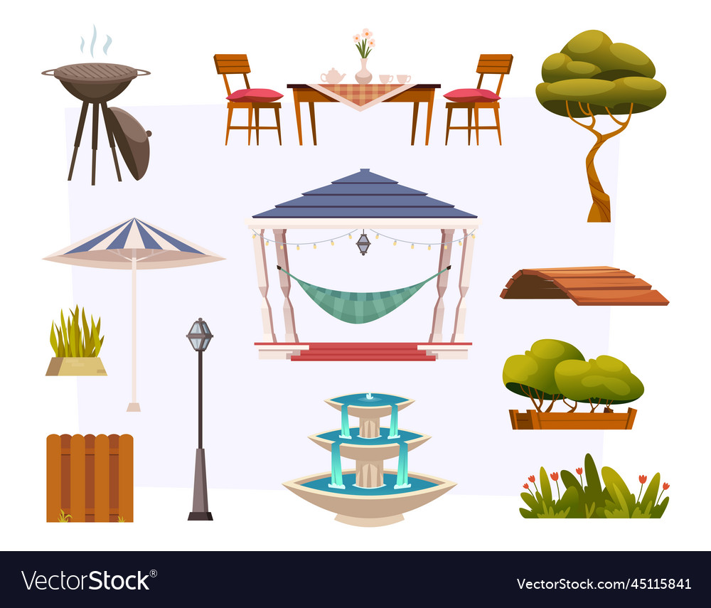 Garden furniture outdoor elements chair tables Vector Image