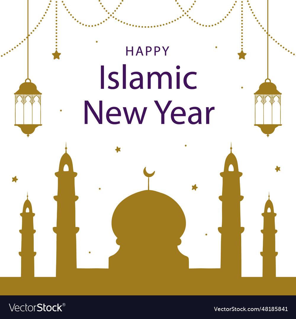 Hand drawn islamic new year posts set Royalty Free Vector