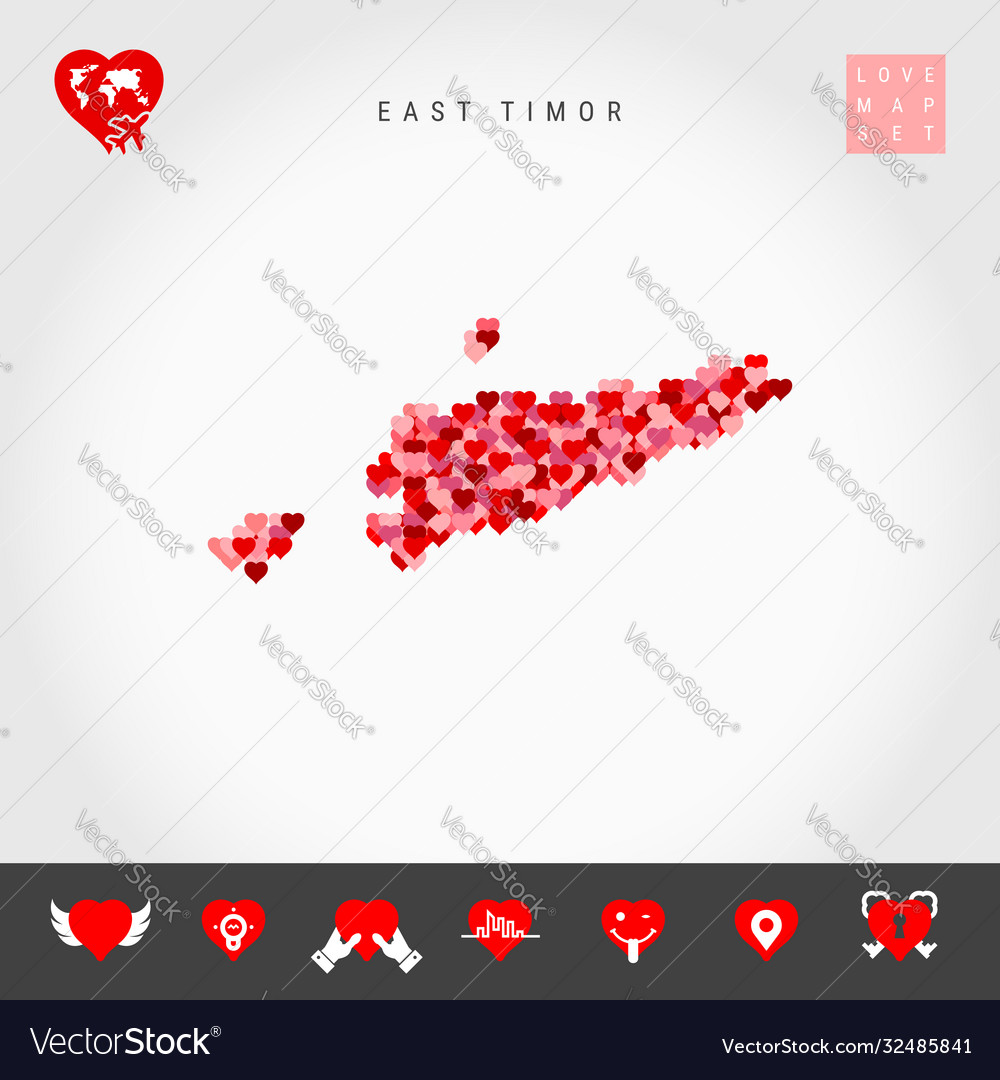 I love east timor red hearts pattern map