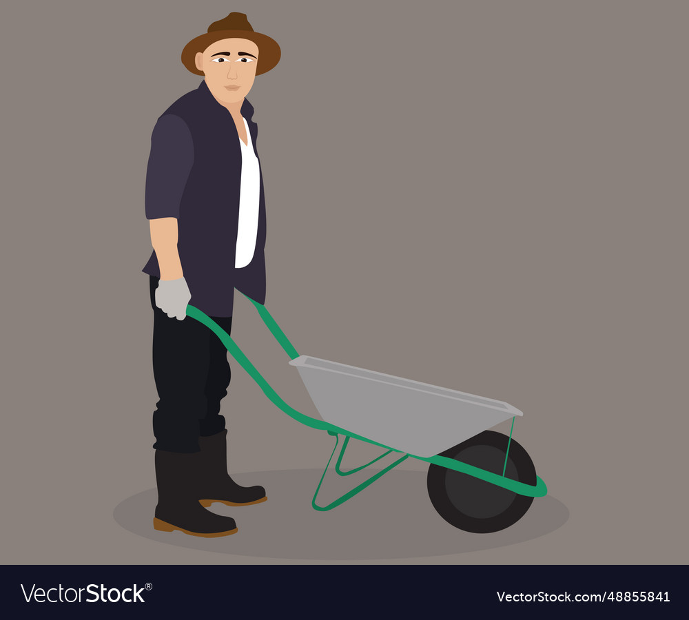 Man with wheelbarrow Royalty Free Vector Image