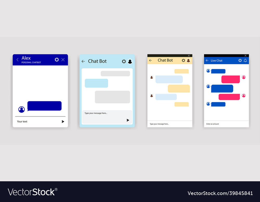 Set of chat bot dialoges windows for website Vector Image Set of chat bot dialoges windows for website