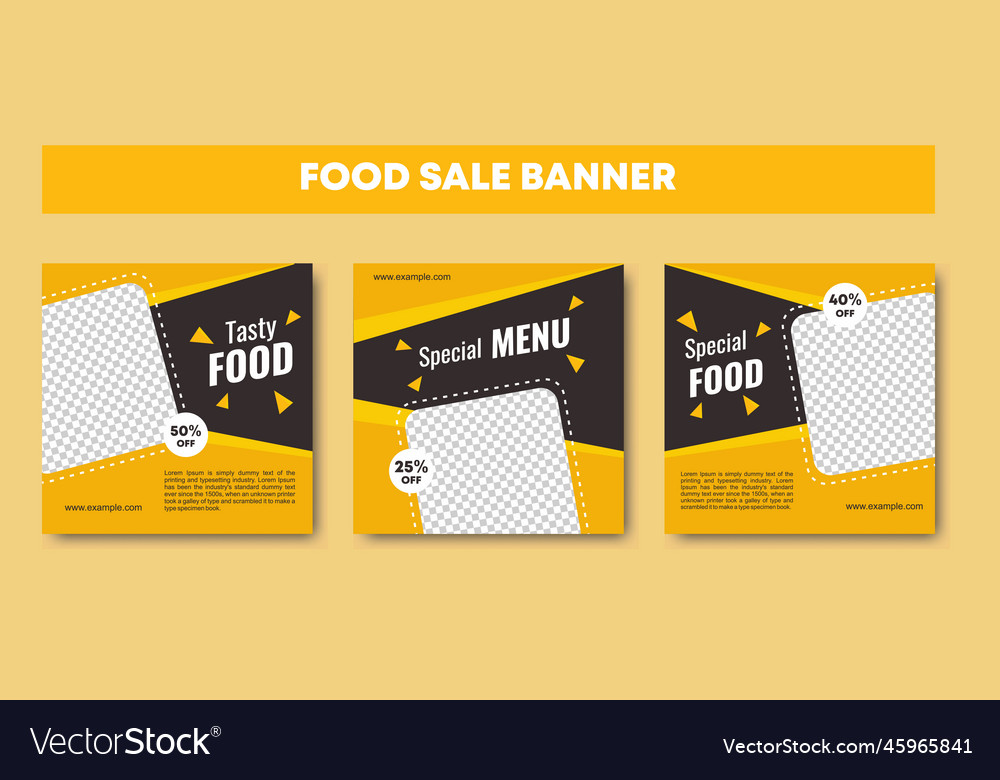 Set of editable minimal square banner template vector image Set of editable minimal square banner template