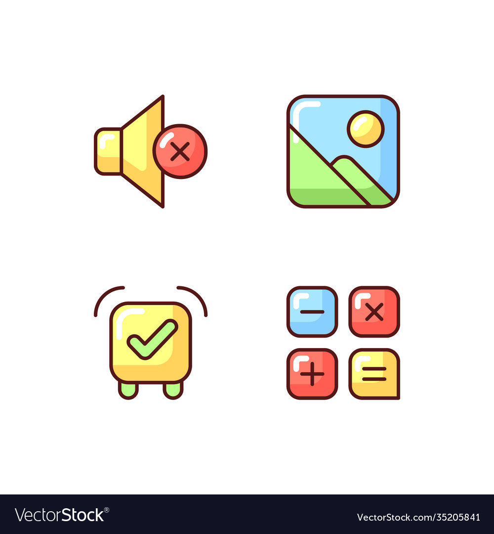 Smartphone interface rgb color icons set vector image Smartphone interface rgb color icons set