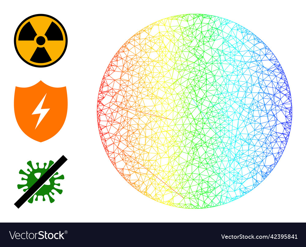 Spectrum gradient linear mesh radioactive icon vector image Spectrum gradient linear mesh radioactive icon