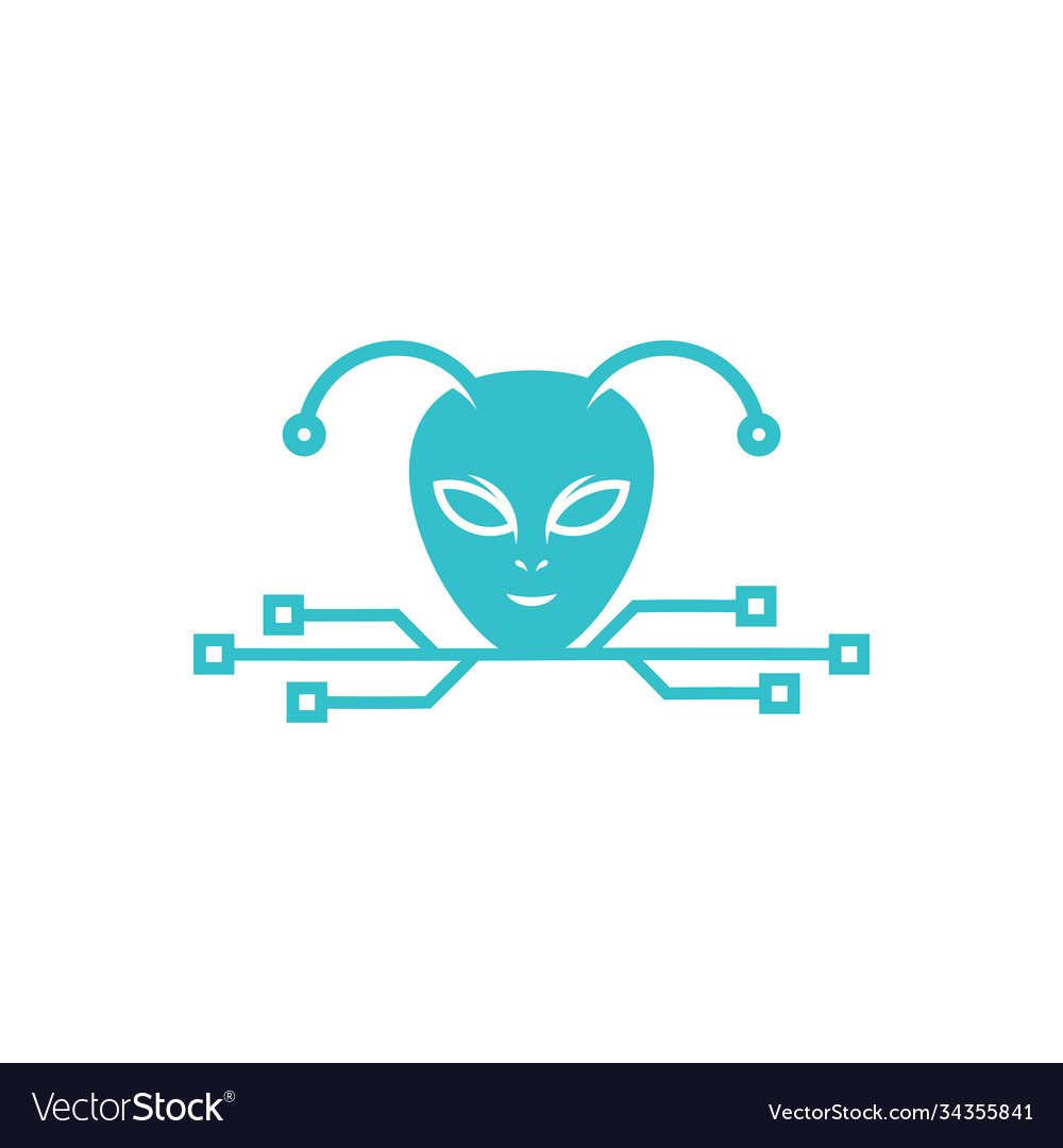 Tech alien logo design template