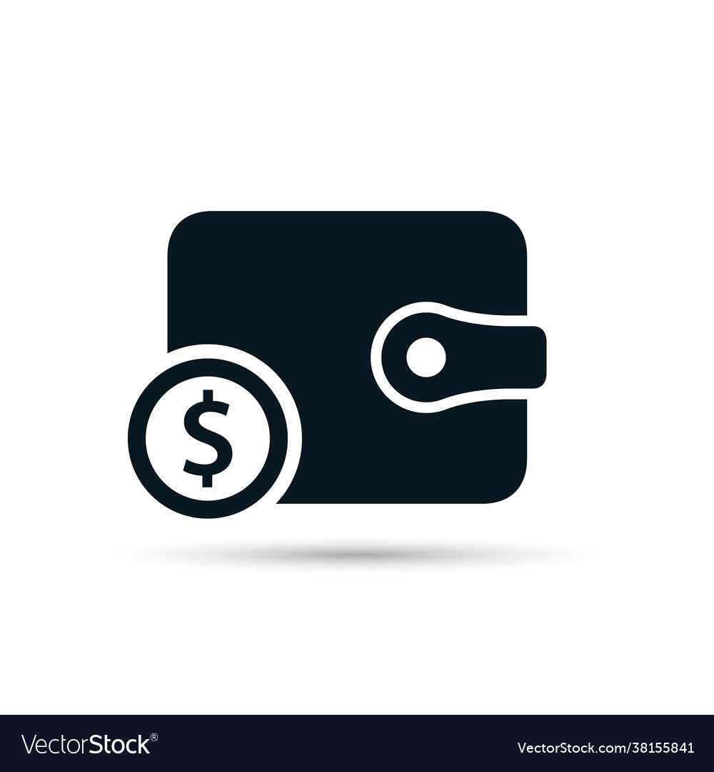 Wallet with coin icon isolated simple symbol Vector Image Wallet with coin icon isolated simple symbol