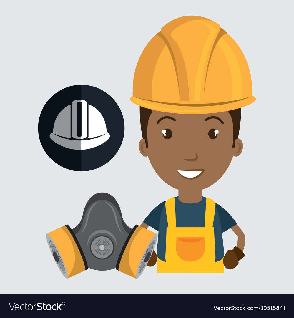 Worker helmet mask gas Royalty Free Vector Image