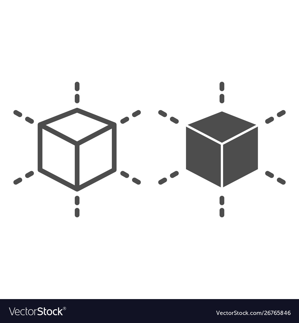 3d modeling cube line and glyph icon square model