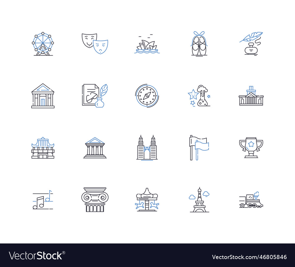 Accounts line icons collection ledger balance vector image Accounts line icons collection ledger balance