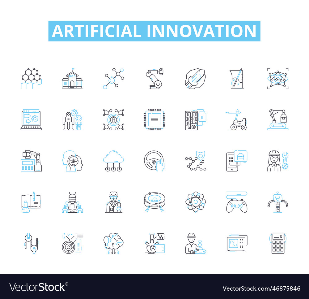 Artificial innovation linear icons set automation vector image Artificial innovation linear icons set automation