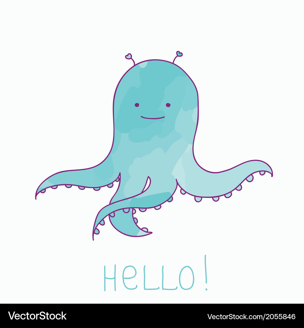 Blue octopus Royalty Free Vector Image - VectorStock