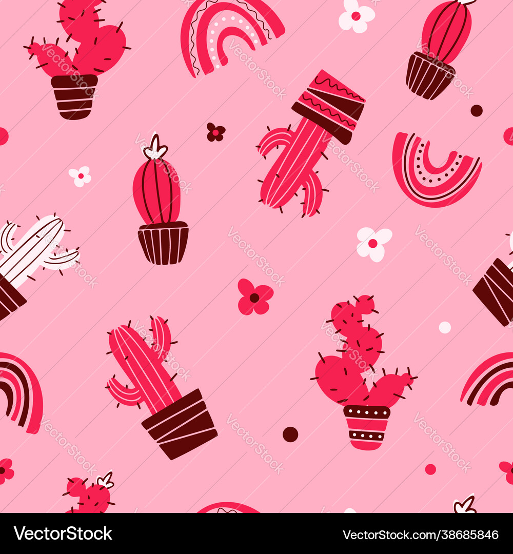 Bright summer cute pink seamless pattern Vector Image