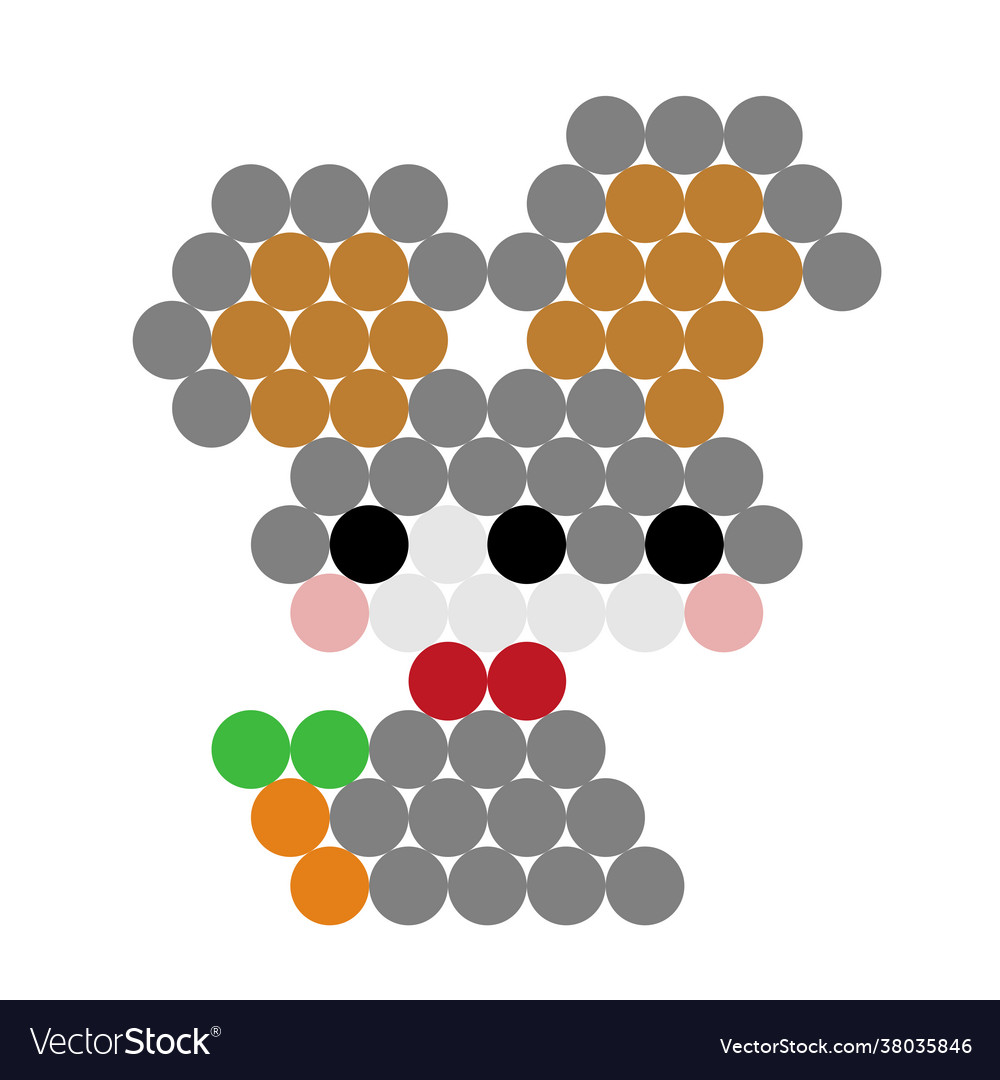 Bunny pixel art rabbit dots pattern