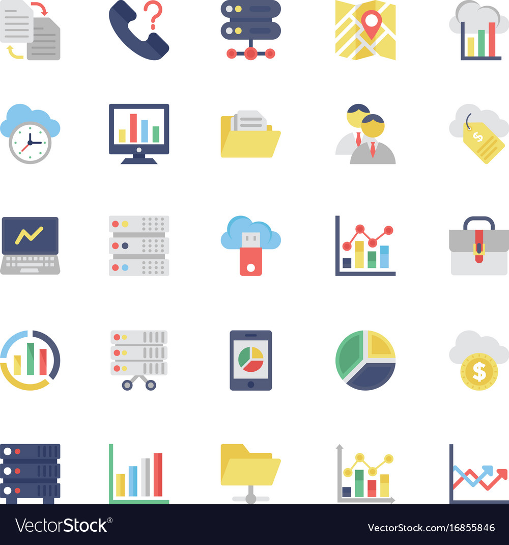 Cloud computing flat colored icons 2