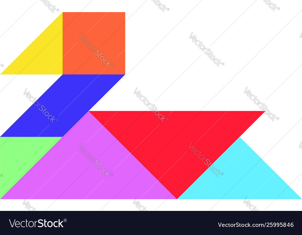 Color tangram puzzle in duck or swan shape