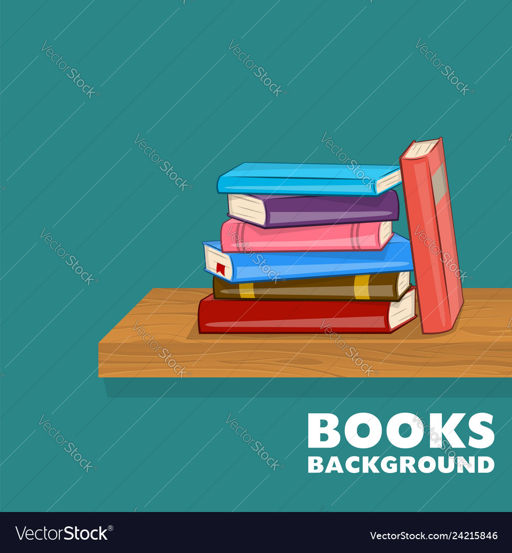 Colorful Bookshelf with Book Stack