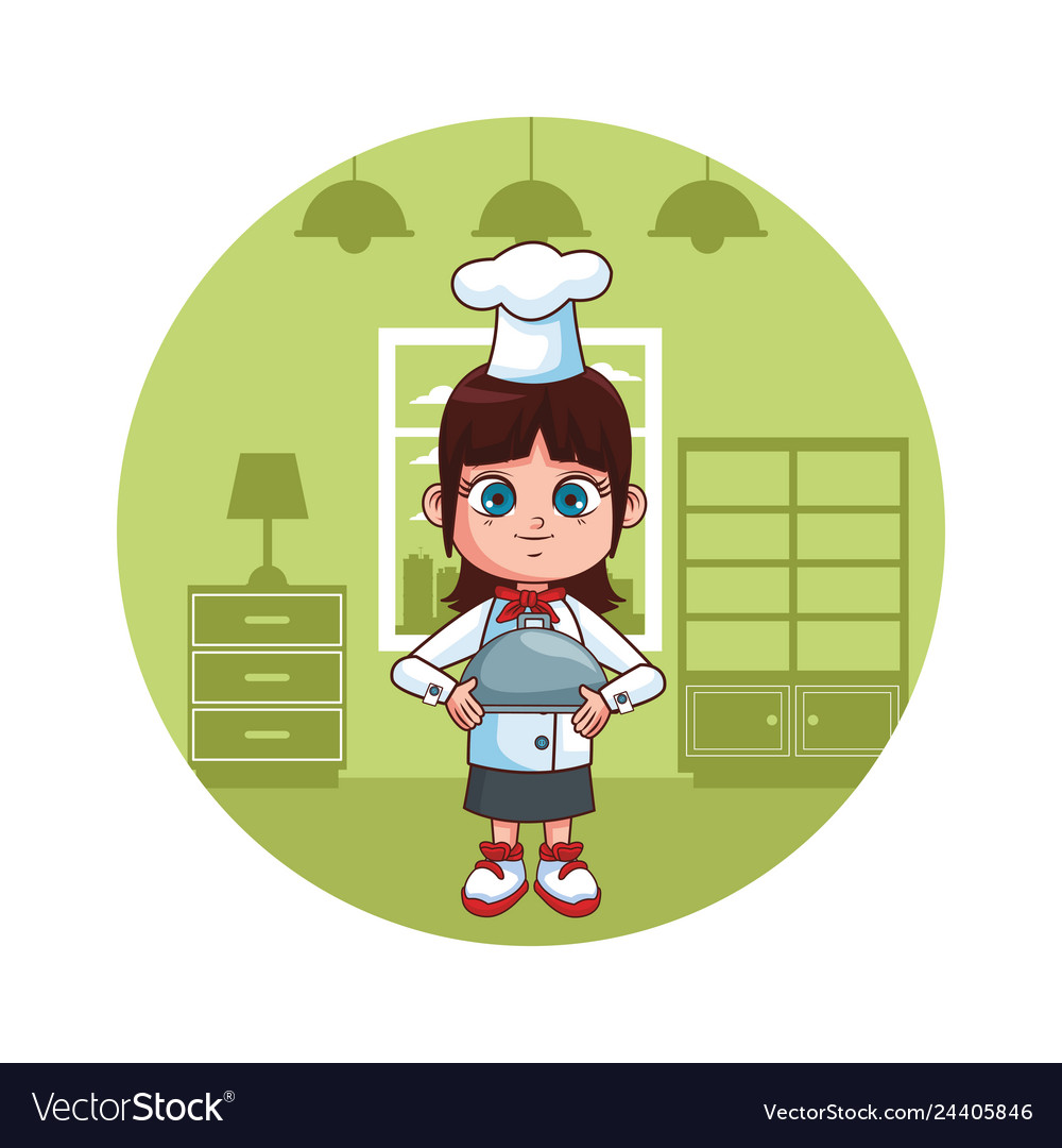 Cute Chef Girl Cartoon Royalty Free Vector Image 4180