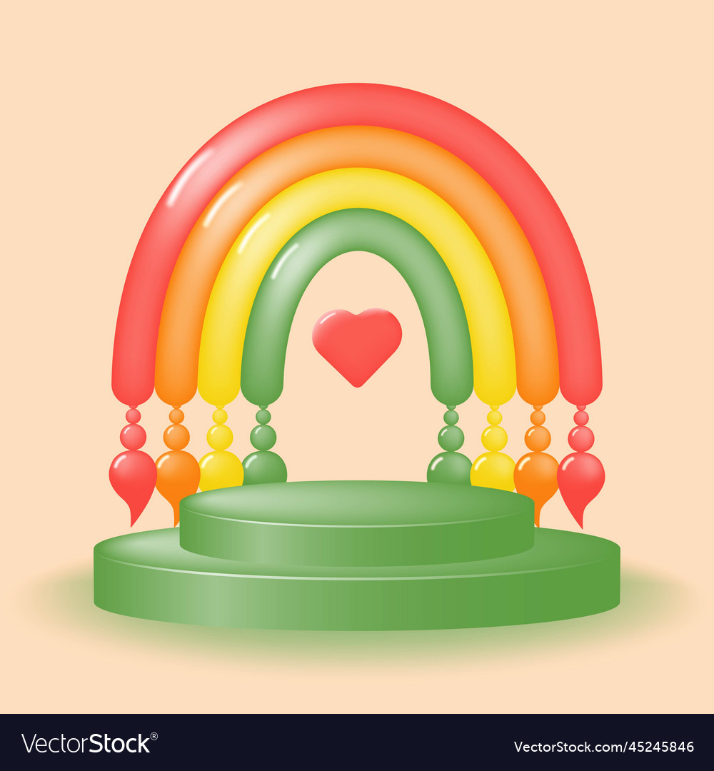 Decorative colorful podium with a cute rainbow