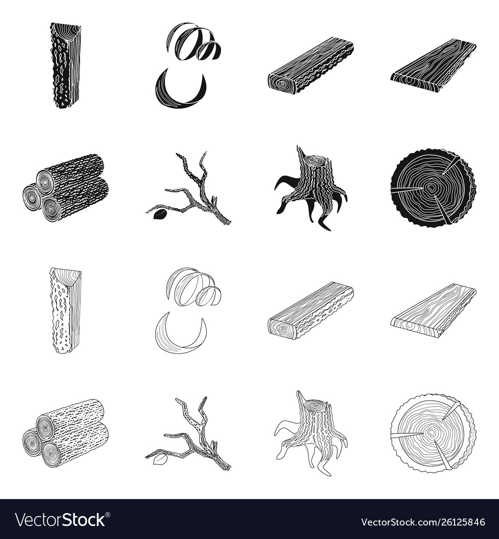 Design tree and raw symbol collection vector image Design tree and raw symbol collection