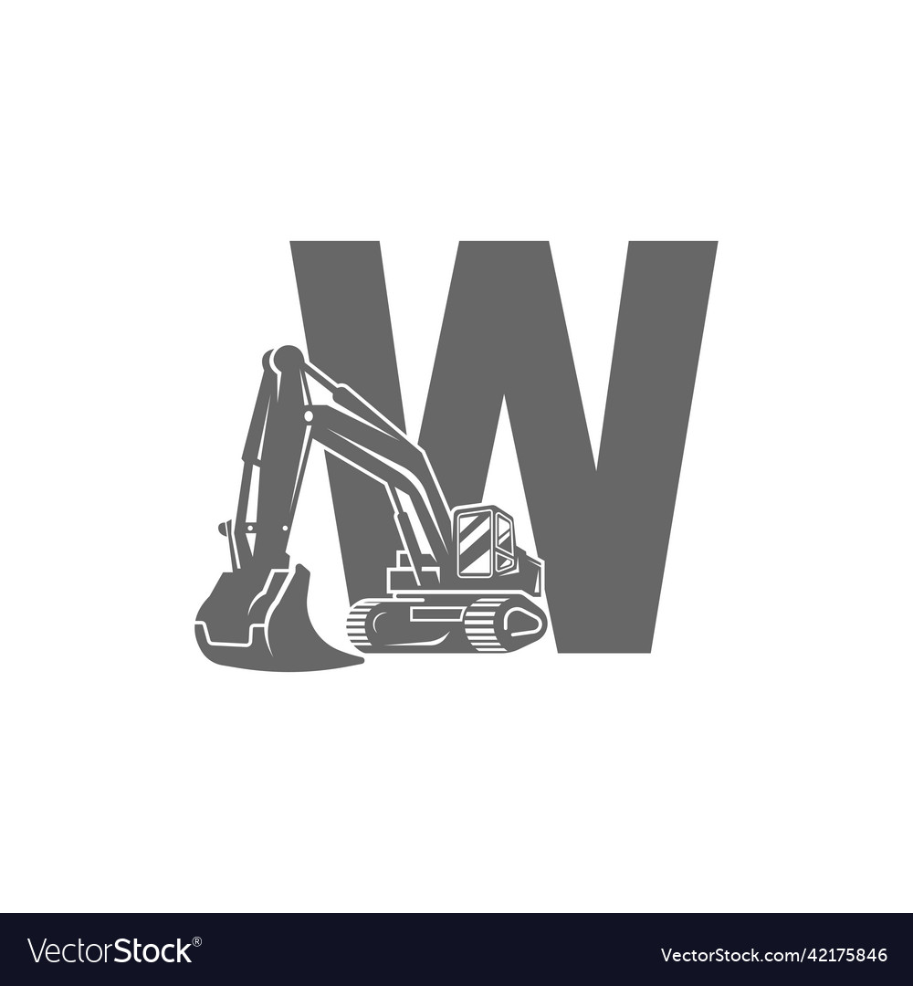 Excavator icon with letter w design