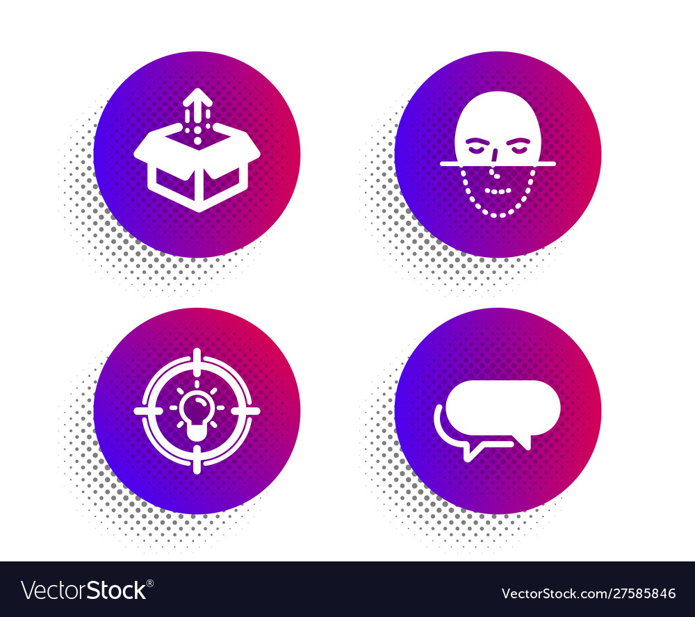 Idea face recognition and send box icons set