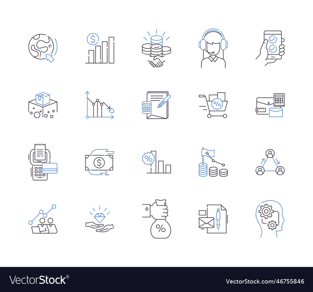 Key account management outline icons collection Vector Image
