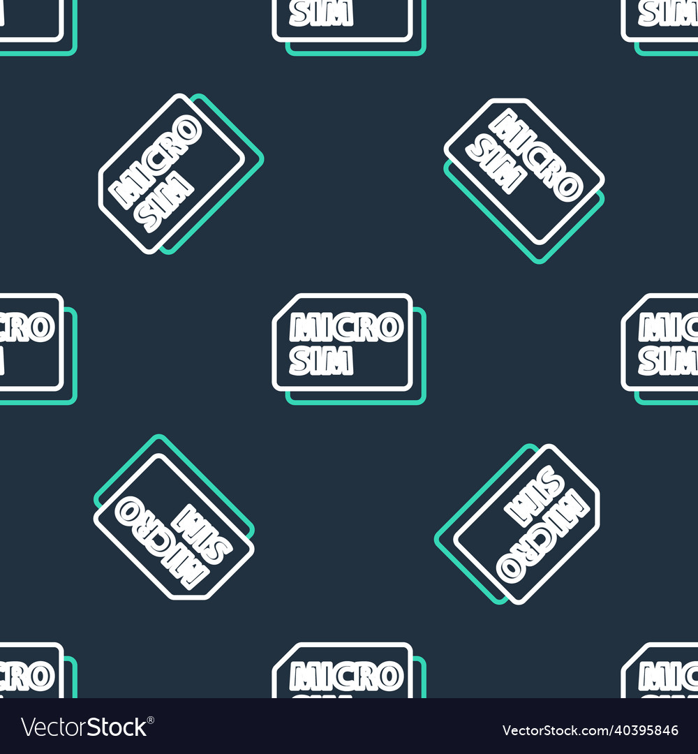 Line micro sim card icon isolated seamless pattern vector image Line micro sim card icon isolated seamless pattern