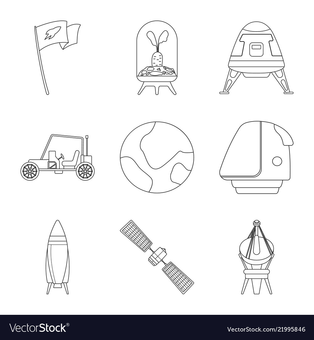 Mars and space symbol set vector image Mars and space symbol set