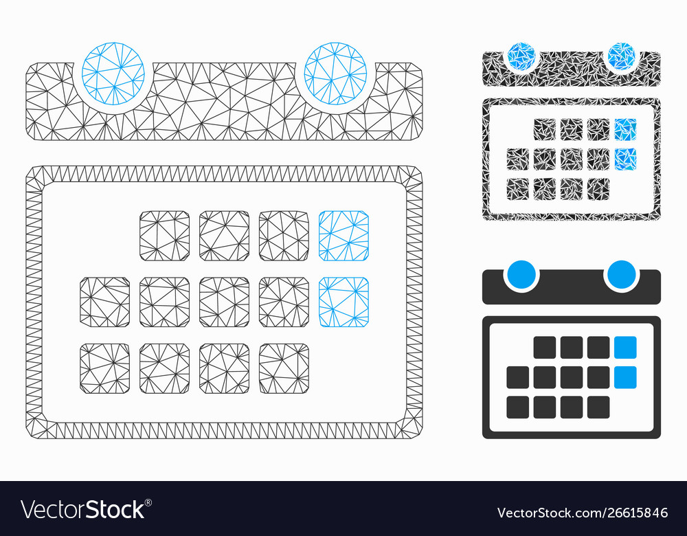 Month calendar mesh network model vector image Month calendar mesh network model