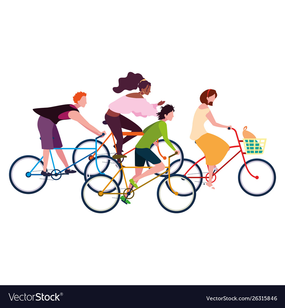 People riding bicycle activity image Royalty Free Vector