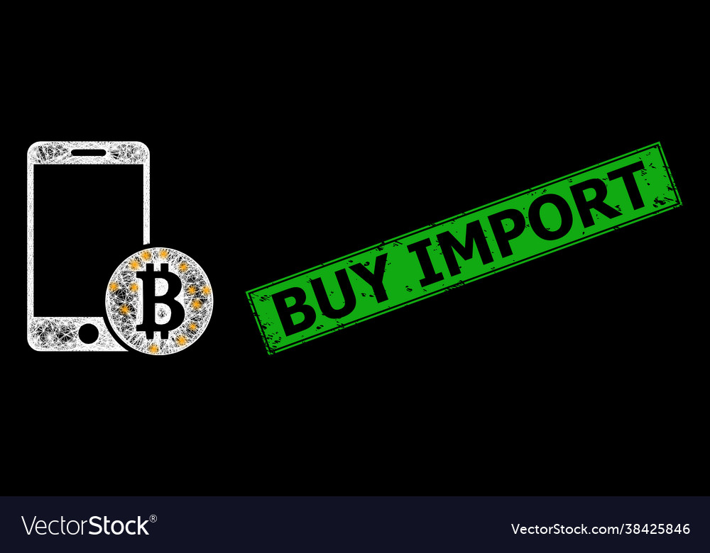 Rubber buy import stamp and net mobile bitcoin vector image Rubber buy import stamp and net mobile bitcoin