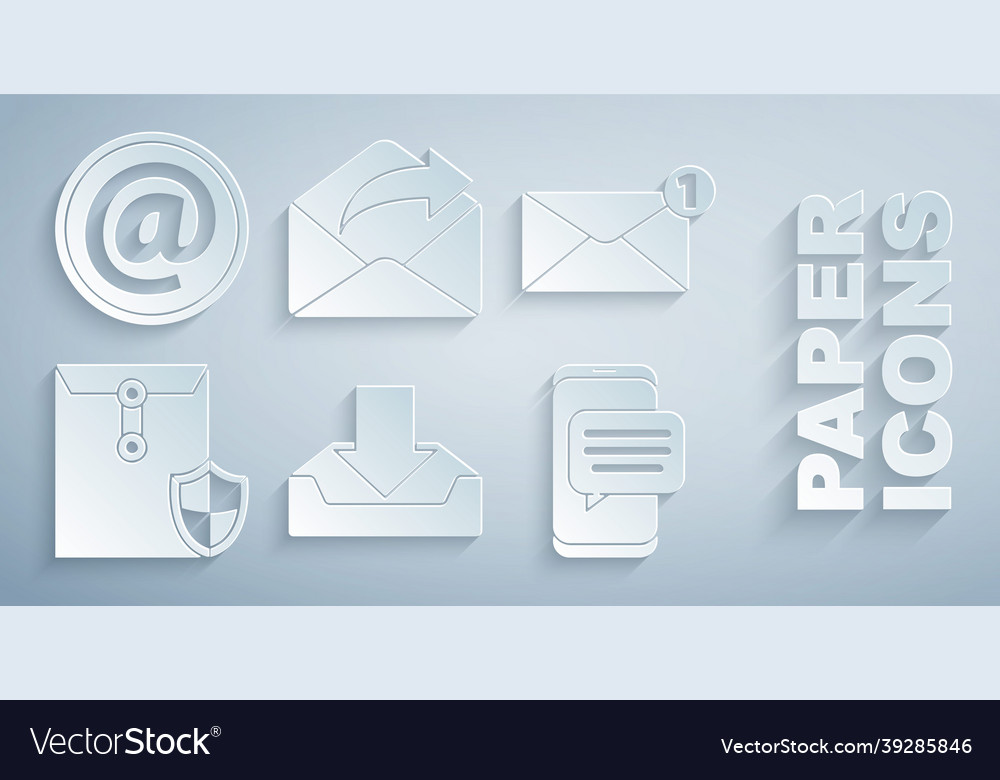 Set download inbox envelope with shield chat vector image Set download inbox envelope with shield chat