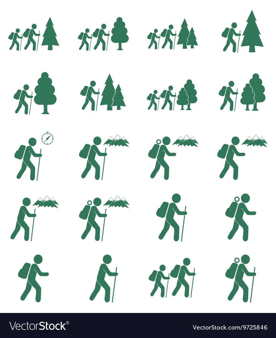 Set of hiking event icons