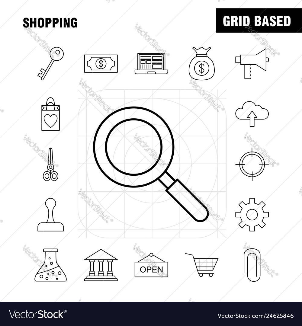 Shopping line icon for web print and mobile uxui