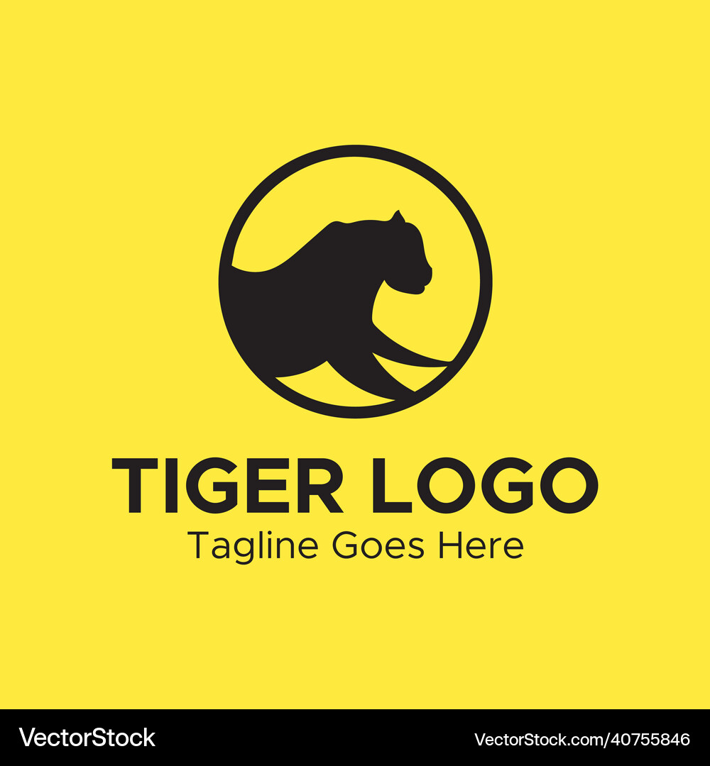 Tiger logo minimalistic black color circle shape Vector Image