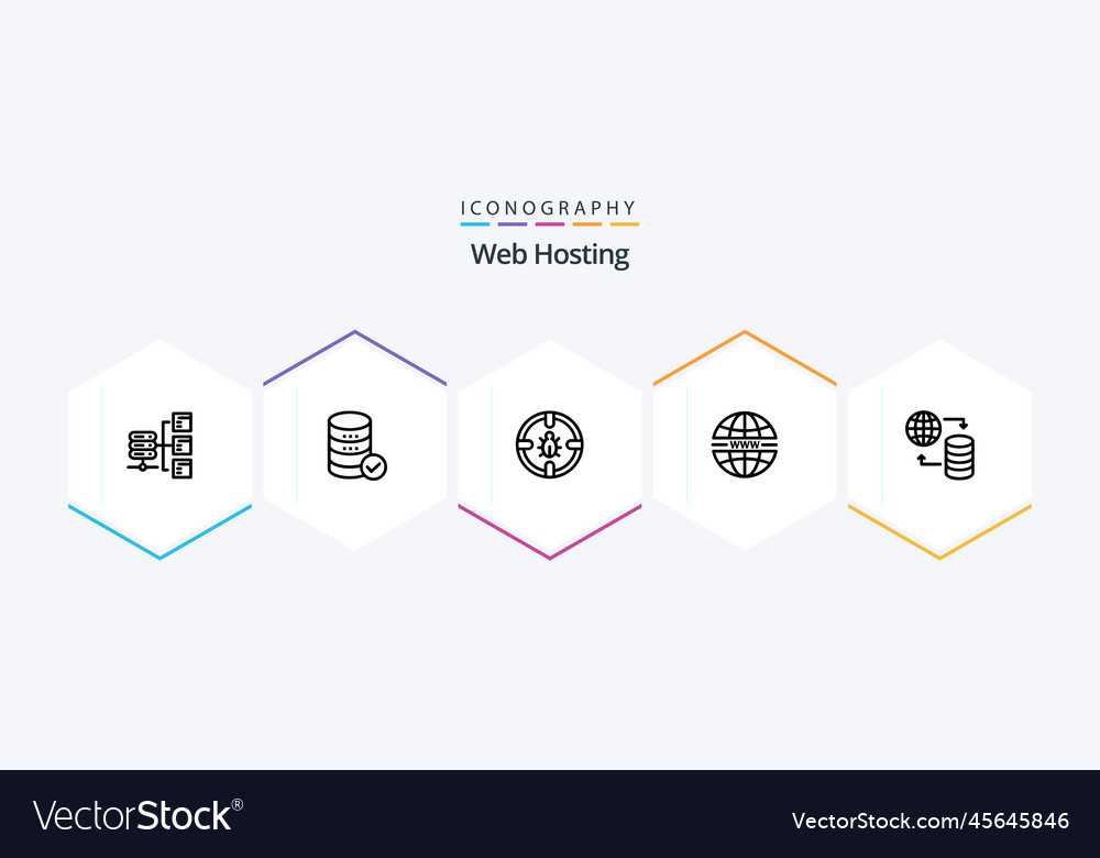 Web hosting 25 line icon pack including internet