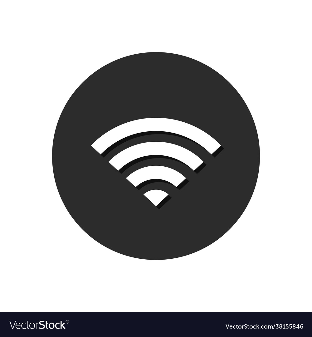Wifi icon flat network round button web symbol vector image Wifi icon flat network round button web symbol
